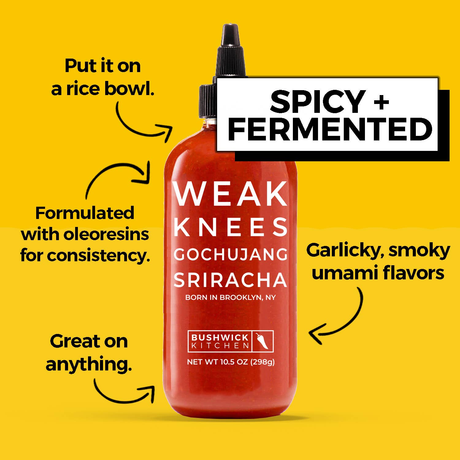 Gochujang Sriracha, Bushwick Kitchen Weak Knees Vegan Sriracha