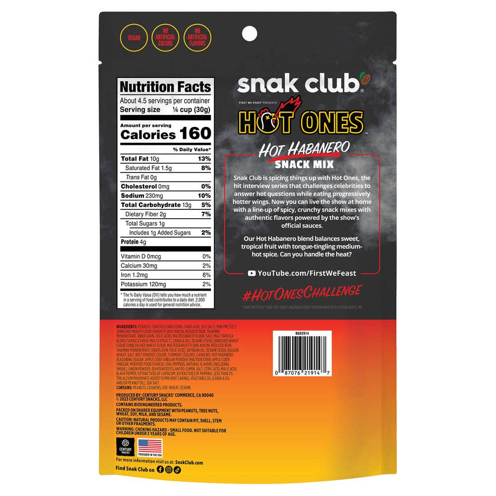 Snak Club Hot Ones Hot Habanero Snack Mix