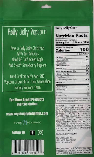 Holly Jolly Popcorn - Christmas Green Apple & Strawberry flavor popcorn