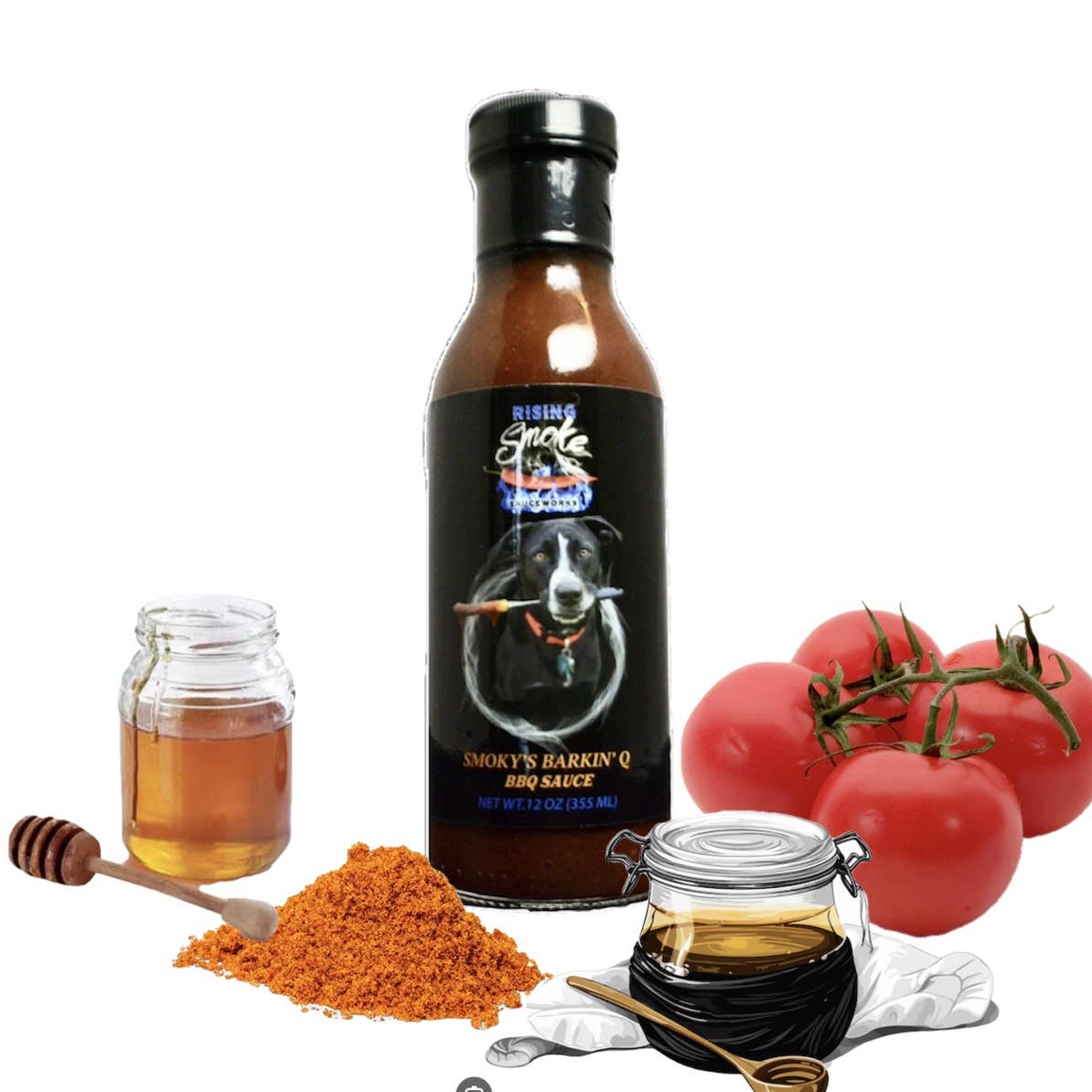 Rising Smoke Sauceworks - 12 oz Smoky's Barkin' Q Smoky Mesquite BBQ Sauce (half case)