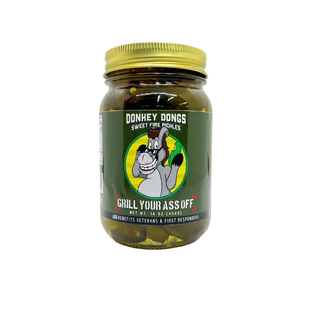 Donkey Dongs Sweet Fire Pickles - Spicy Pickle Chips