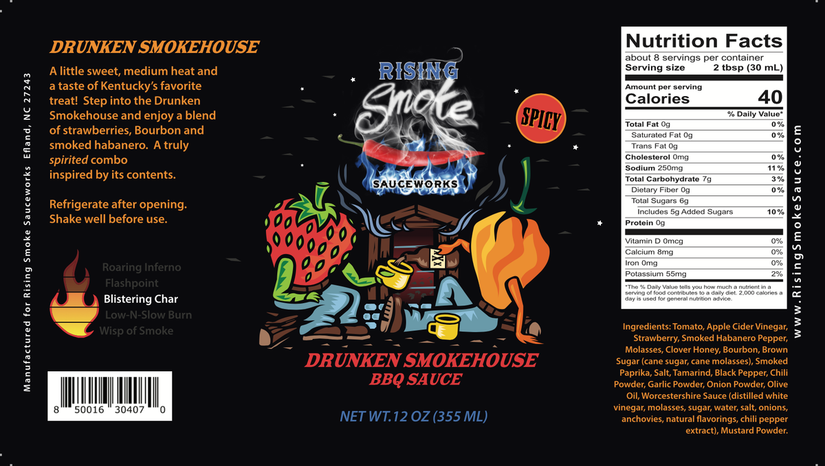 Rising Smoke Sauceworks - Drunken Smokehouse Strawberry Bourbon (half case-6 bottles)