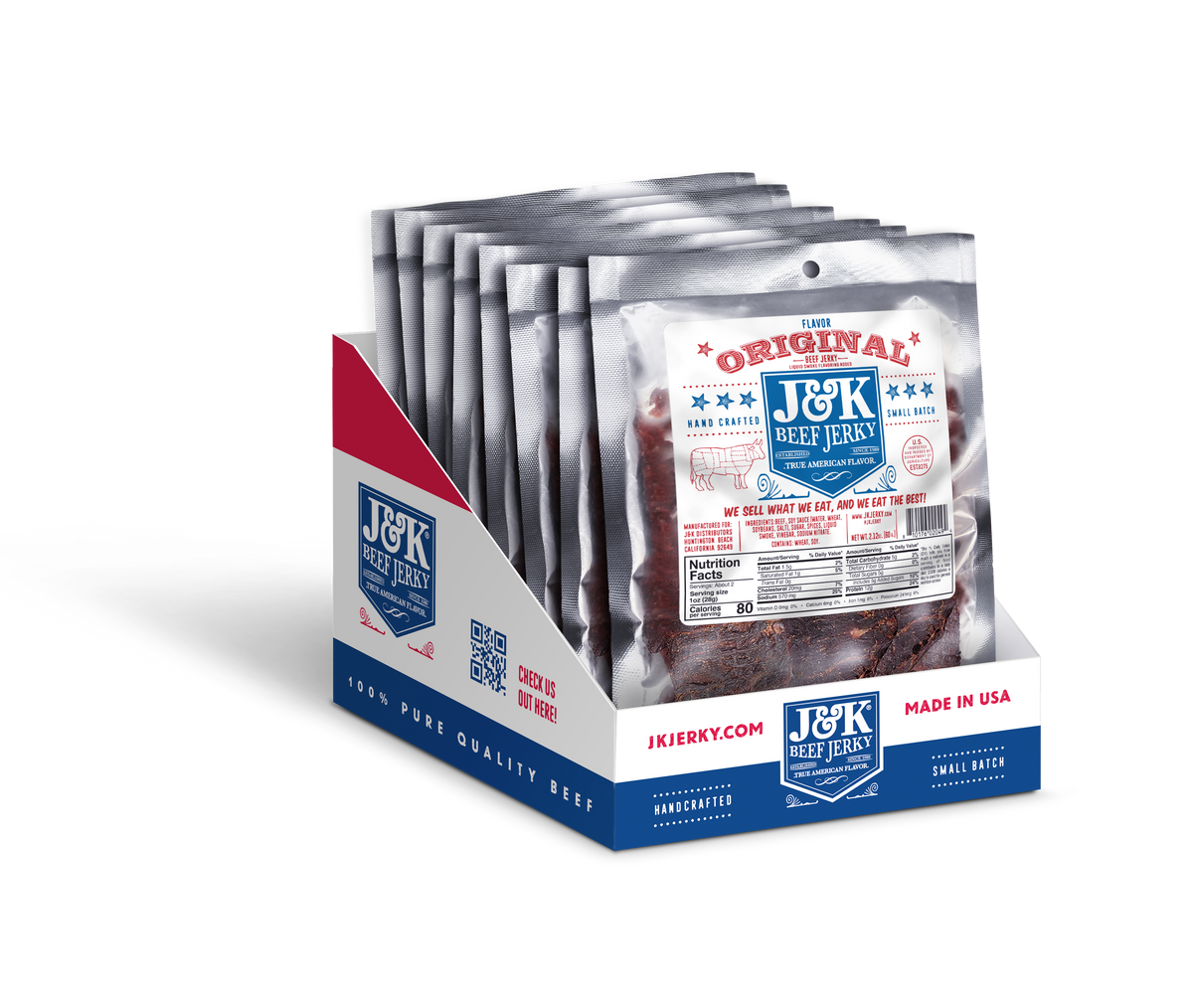 J&K Distributors - J&K Beef Jerky -  2.12 oz 12ct Box: Original Beef Jerky