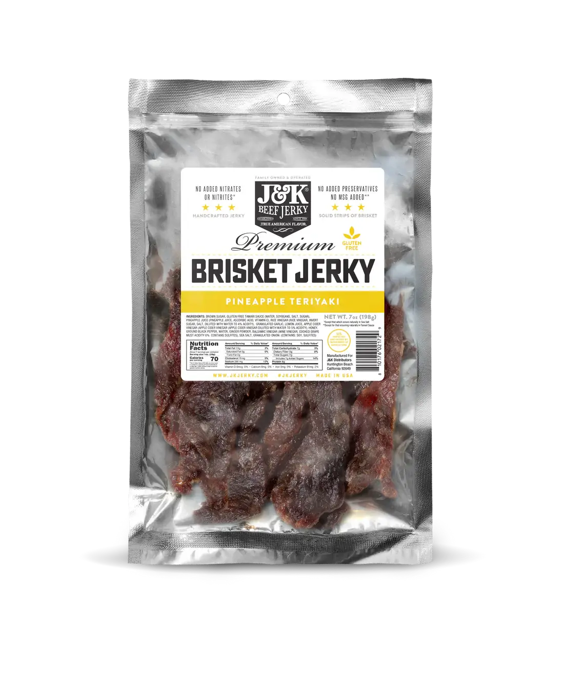 J&K Distributors - J&K Brisket Jerky - Pineapple Teriyaki 7oz.