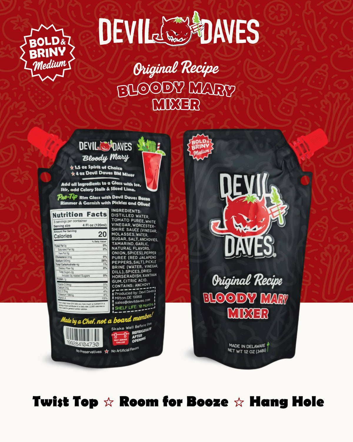 Devil Dave's Bloody Mary Mixer Spouted Pouch