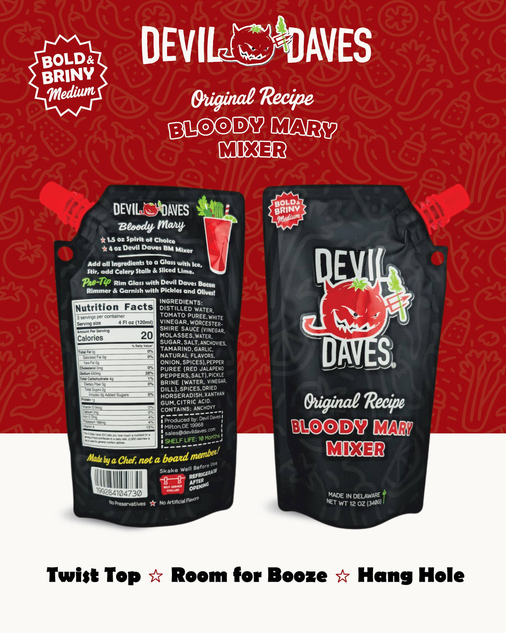 Devil Daves Bloody Mary Mixer | 12 Oz Spouted Pouch